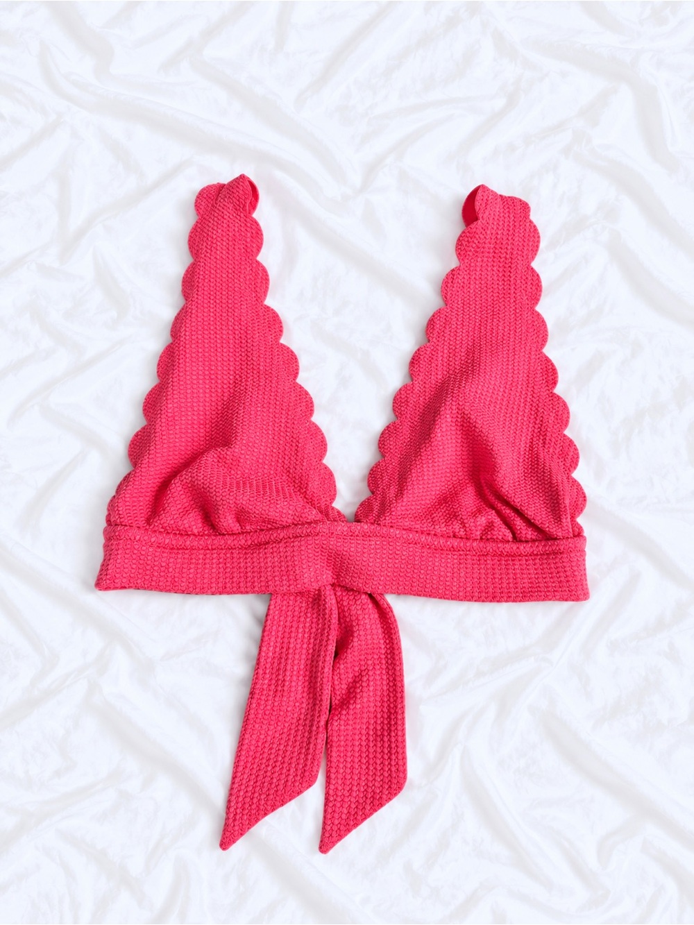 aerie Scalloped Triangle Bralette in Hot Pink